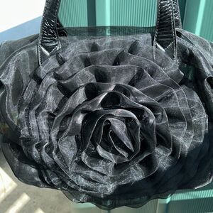 👁️ catching look 👀🥀🌹 Rosette 🏵️ Organza roomy Tote 👜 & cosmetic pouch 👝